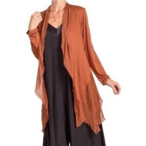 Italian Silk Mid Length Cardigan with Raw Edge